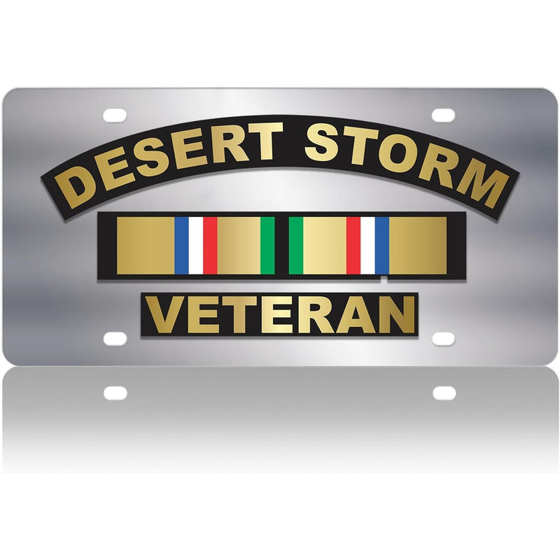 Desert Storm Veteran Service Ribbon Stainless Steel License Plate