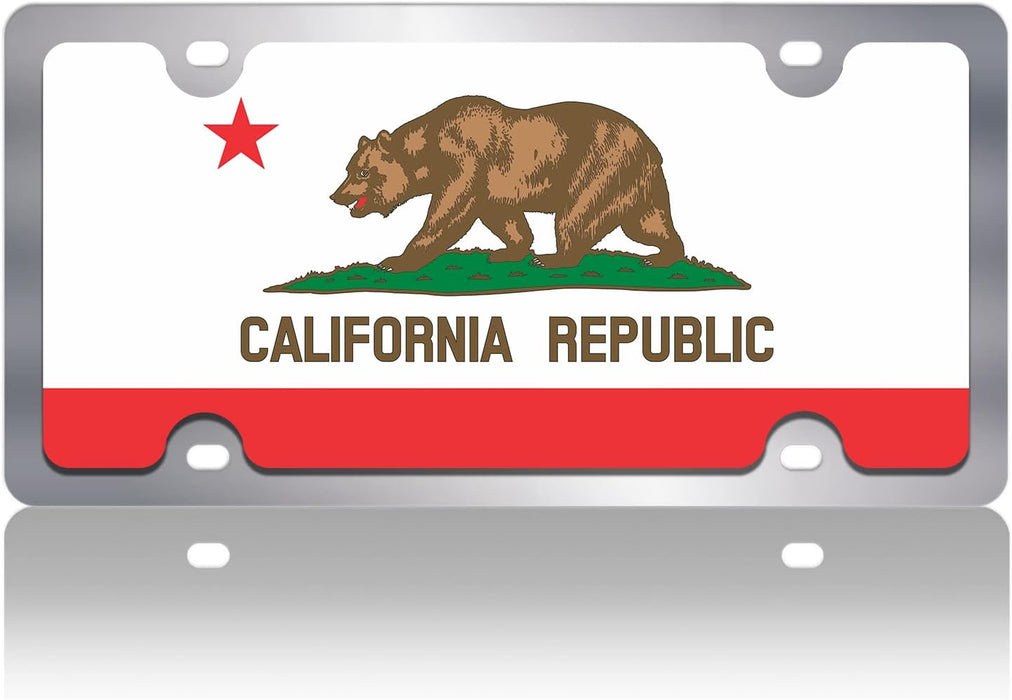 California State Flag - Stainless Steel License Auto Plate