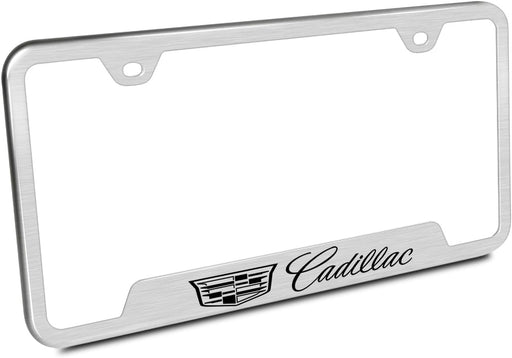Cadillac New Logo Laser Etched Cut-Out Brushed Stainless Steel License Plate Frame