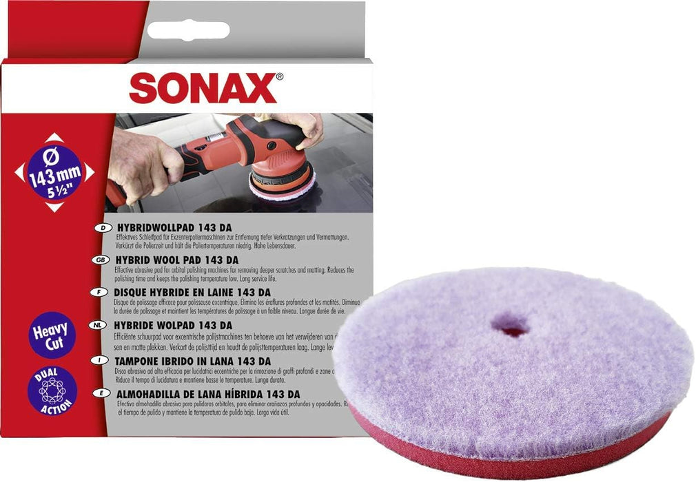 Sonax Hybrid Wool Pad 143mm / 5.5in (493800), Dual Action Cutting Red Foam Pad