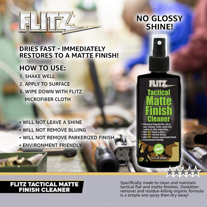 FLITZ TM 81585 Tactical Matte Finish Cleaner (7.6oz Bottle)