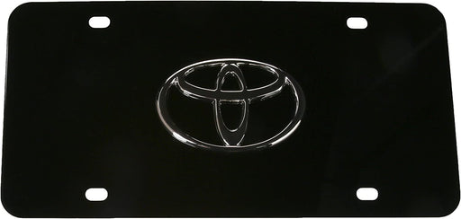 Toyota Logo Chrome on Black License Plate Frame