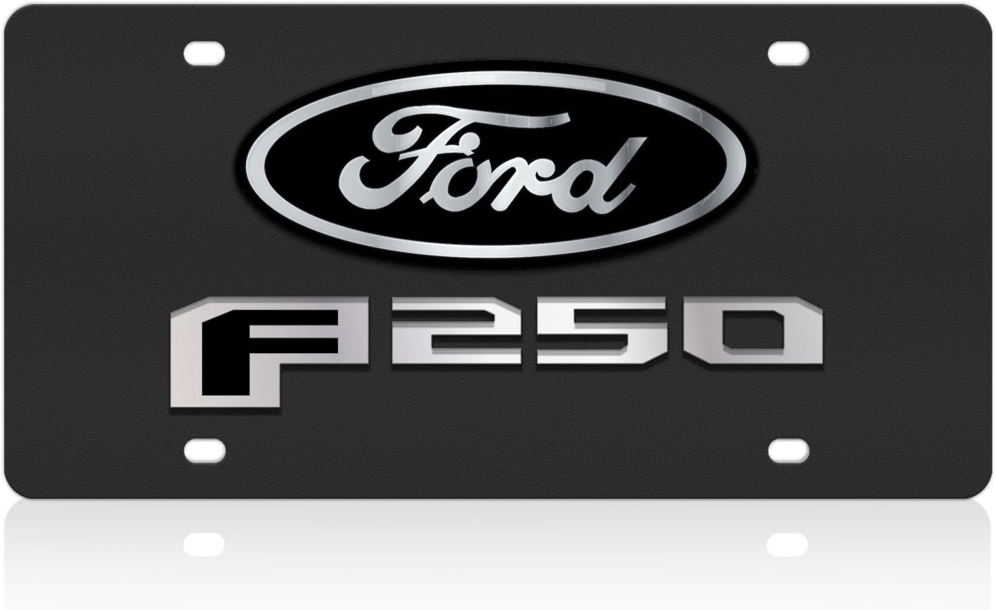 Ford F-250 Carbon Steel License Plate, Black Ford Oval