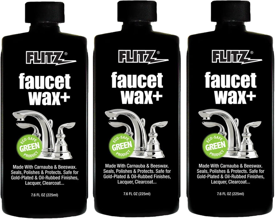 Flitz 7.6 oz Faucet Wax Plus Sealant Made with Carnauba and Beeswax Formula (Bundle of 3)