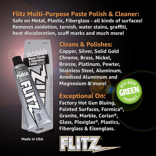 FLITZ BU03515 Paste Polish for Metals, Fiberglass, Plastic & Paint (5.29oz Tube)