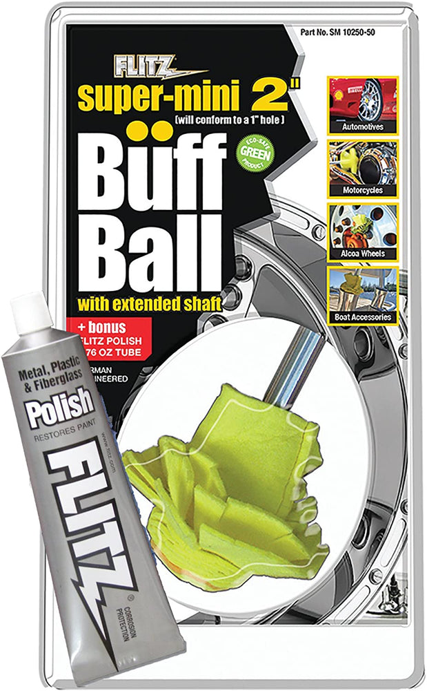 Flitz SM 10250-50 International Mini Buff Ball, 2-Inch, Yellow, Single