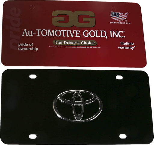 Toyota Logo Chrome on Black License Plate Frame
