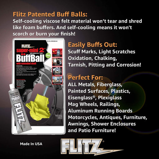 Flitz SM 10250-50 International Mini Buff Ball, 2-Inch, Yellow, Single