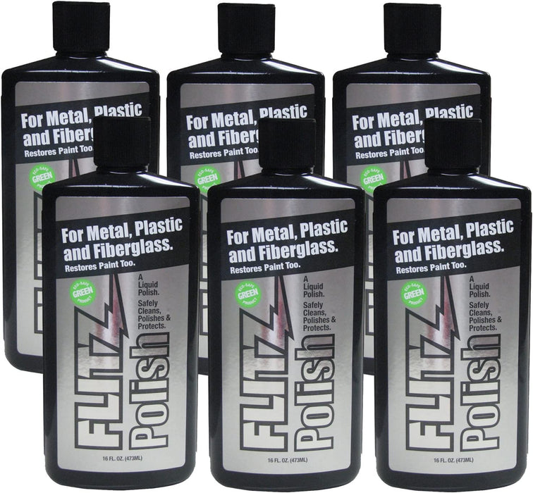 FLITZ LQ 04506 Metal, Plastic And Fiberglass Liquid Polish - 16 oz Bottle 6 Pack