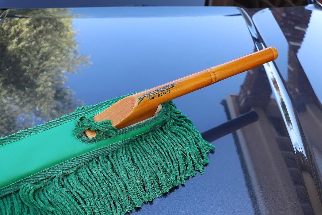 California Car Duster Standard Auto Car Duster with Wood Handle Green Mop 2 Pack