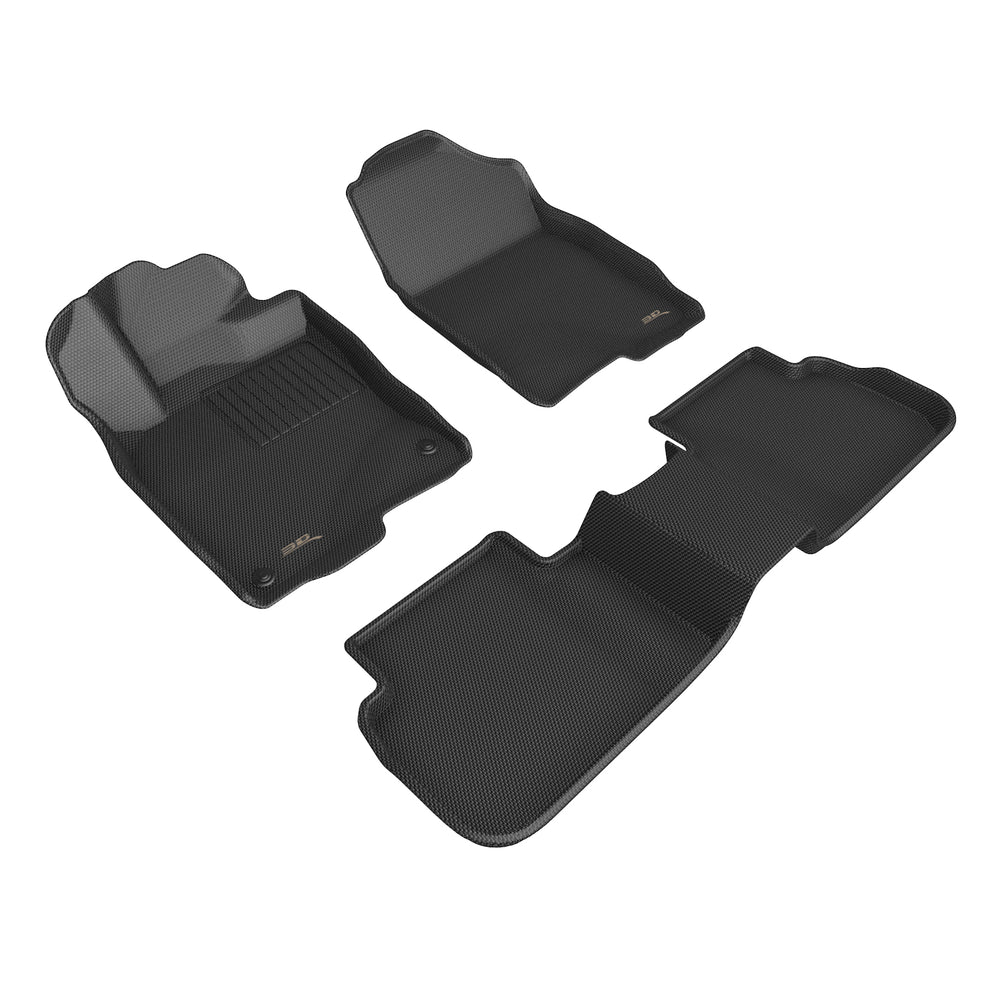 3D MAXpider Custom Fit KAGU Floor Mat (BLACK) Compatible for HONDA CIVIC 2022-2024 NO REAR USB PORT - First and Second Row