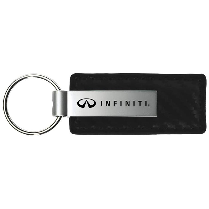Au-Tomotive Gold, INC Infiniti Black Carbon Fiber Texture Leather Key Chain