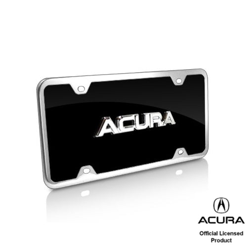 Au-Tomotive Gold, Acura 3D Chrome/Black Acrylic License Plate with Chrome Frame Kit