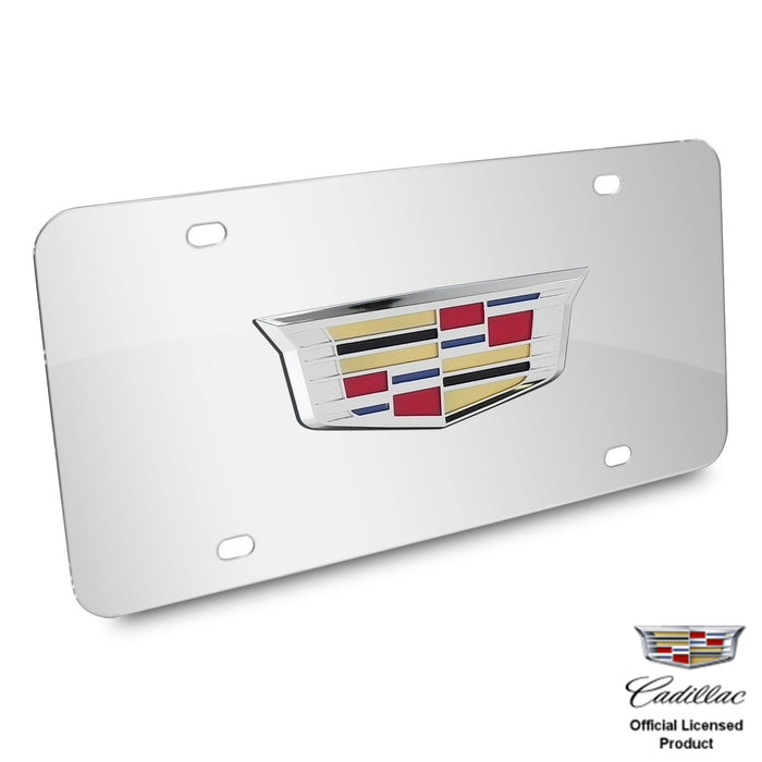 Cadillac New Crest 3D Logo on Chrome Stainless Steel License Plate Frame