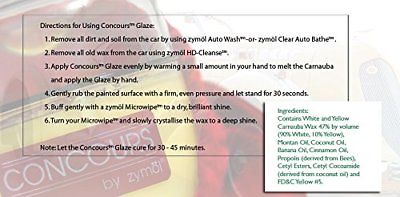 Zymol Concours Glaze 8 oz Handcrafted Deep Gloss Wax with Microfiber Cloth