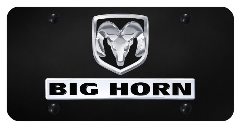 Dodge RAM Big Horn 3D Logo Black Stainless Steel License Plate