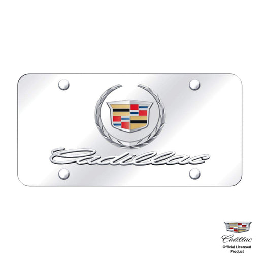 Cadillac Wreath License Plate Frame Stainless Mirror Steel 3D