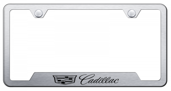 Cadillac New Logo Laser Etched Cut-Out Brushed Stainless Steel License Plate Frame