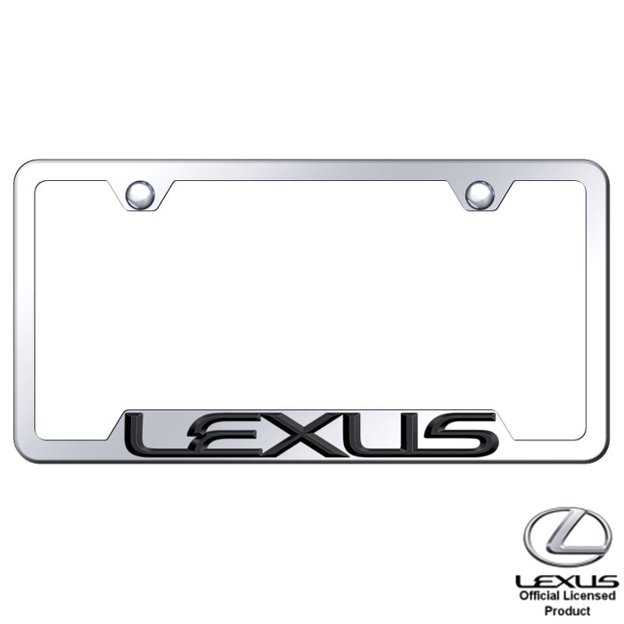 Lexus 3D Black Pearl Logo Mirrored Chrome Stainless Steel License Plate Frame