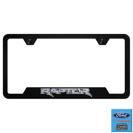 Ford F-150 Raptor Black Laser Etched Cut-Out License Plate Frame