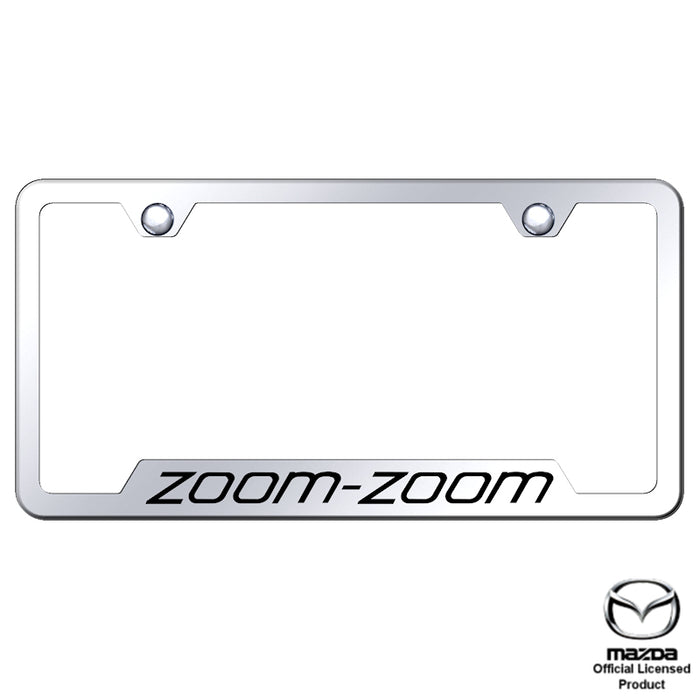 Mazda Zoom Mirrored Chrome Laser Etched Cut-Out License Plate Frame