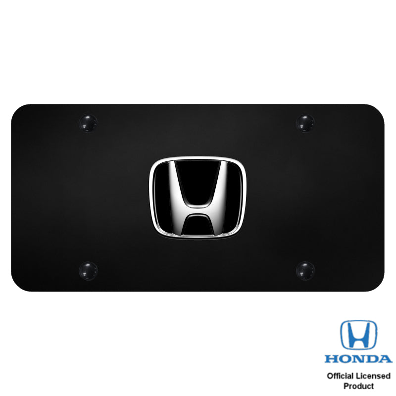 Honda 3D Logo Black Metal License Plate Frame
