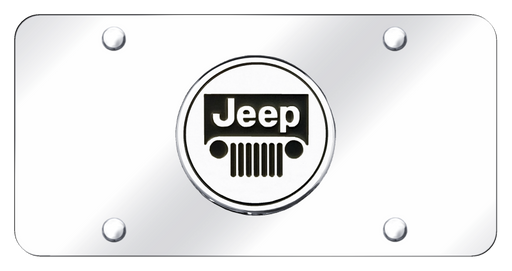 Jeep Logo Chrome on Chrome Plate, License Plate Frame