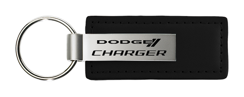 Dodge Charger Black Leather Key Chain