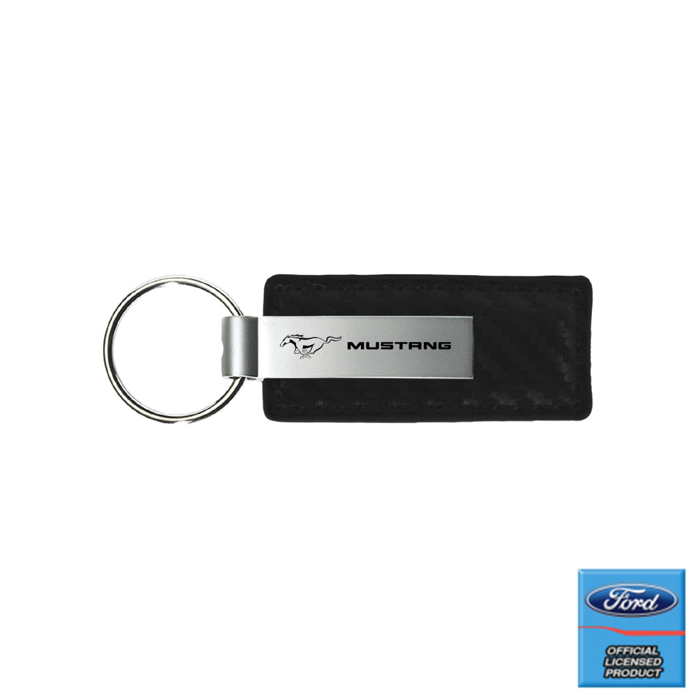 Ford Mustang Black Carbon Fiber Leather Key Fob