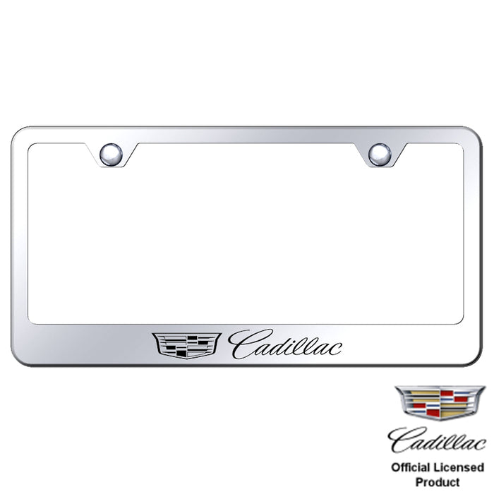 Cadillac Mirrored Chrome New Logo Laser Etched Frame