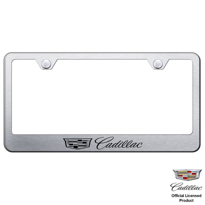 Cadillac Brushed Stainless New Logo Laser Etched Frame