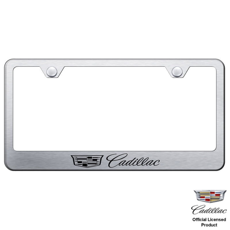 Cadillac Brushed Stainless New Logo Laser Etched Frame
