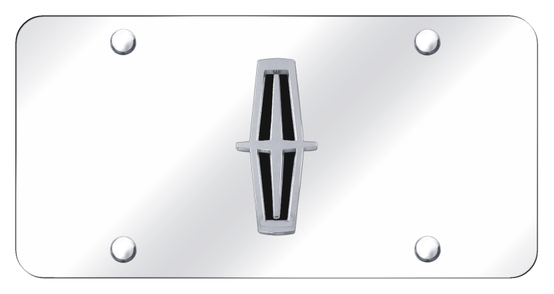 Lincoln Chrome/Black Logo on Chrome License Plate Frame