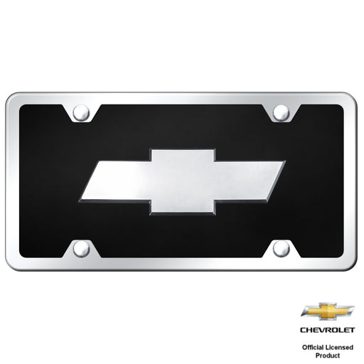 Chevrolet 3D Black Acrylic License Plate Frame Chrome Frame Kit