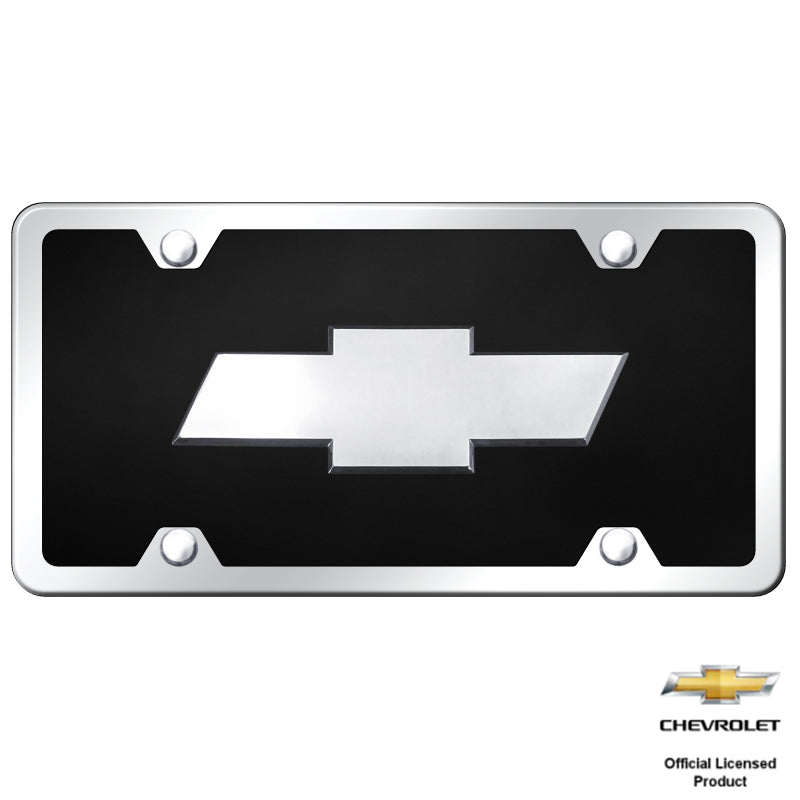 Chevrolet 3D Black Acrylic License Plate Frame Chrome Frame Kit