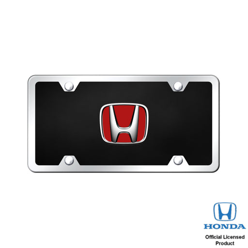 Honda Chrome/Red Logo on Black Acrylic Kit License Plate Frame