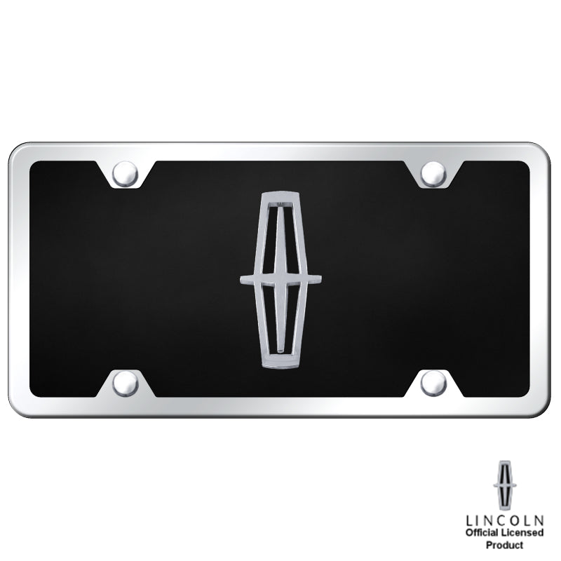 Lincoln Chrome/Black Logo on Black Acrylic Plate License Frame