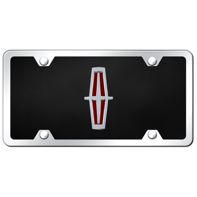 Lincoln Chrome/Red Logo on Black Acrylic Plate Kit License Frame