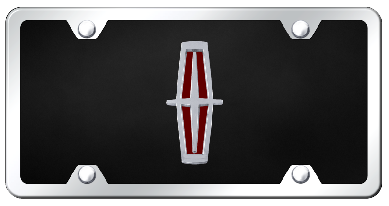 Au-Tomotive Gold Lincoln Chrome/Red Logo on Black Acrylic Plate Kit