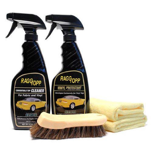 Raggtopp Vinyl Convertible Top Cleaner/Protectant Kit + Brush + 2 Clothes