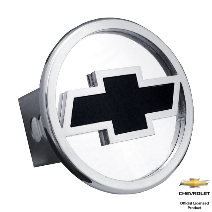 Chevrolet Black Filled 3D logo Mirrored Chrome Trailer Hitch Plug