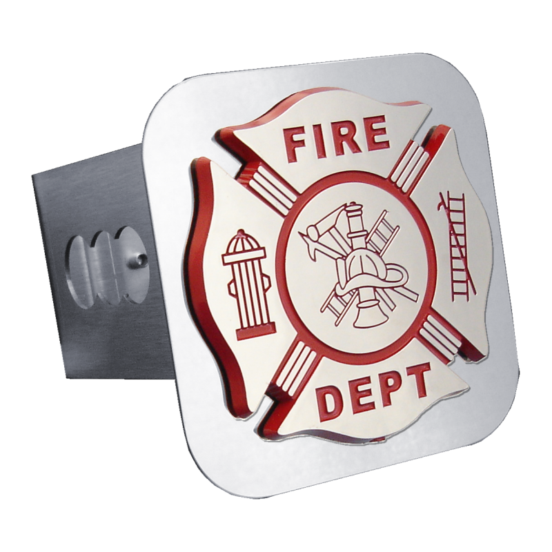 Fire Department 3D Logo Mirrored Chrome Trailer Hitch Plug