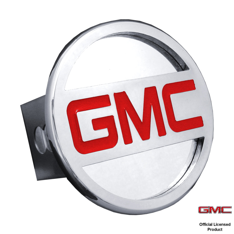 GMC Red Logo Mirrored Chrome Trailer Hitch Plug