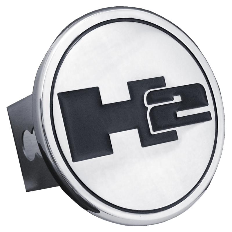 GMC H2 Black Logo Stainless Steel Trailer Hitch Plug