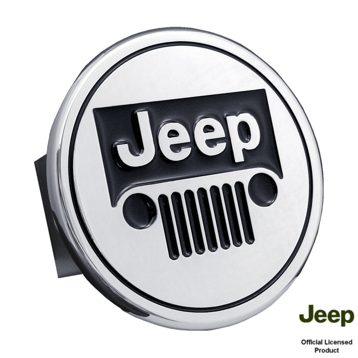 Jeep Black Filled Logo Stainless Steel Trailer Hitch Plug