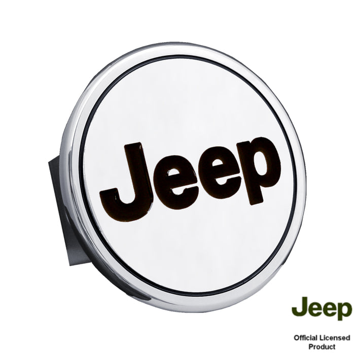 Jeep Black Logo Mirrored Chrome Trailer Hitch Plug