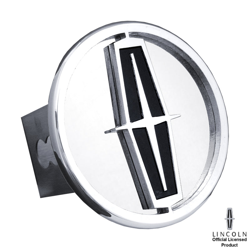 Lincoln Black Filled Logo Mirrored Chrome Trailer Hitch Plug
